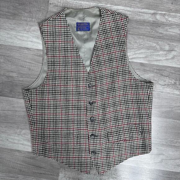 Vintage Pendleton Men’s Houndstooth Virgin Wool Button Vest Size 42 - Picture 4 of 10